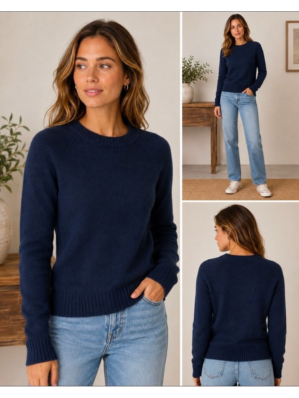 J.Crew Mercantile Women’s Small Navy Blue Lambswool Blend Crewneck Sweater